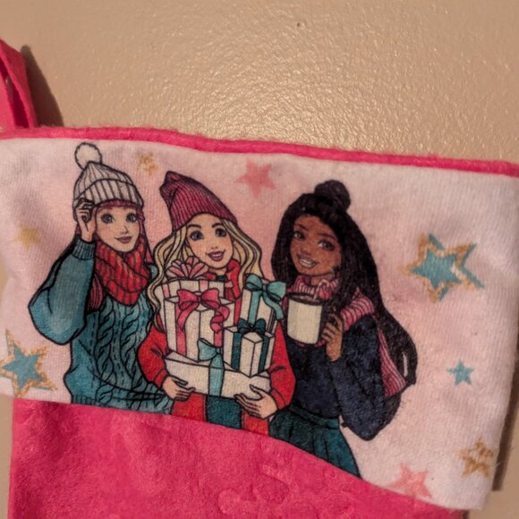 Barbie & Friends Pink Christmas Stocking 2024 Mattel Winter Snowflake Pattern - Picture 2 of 4